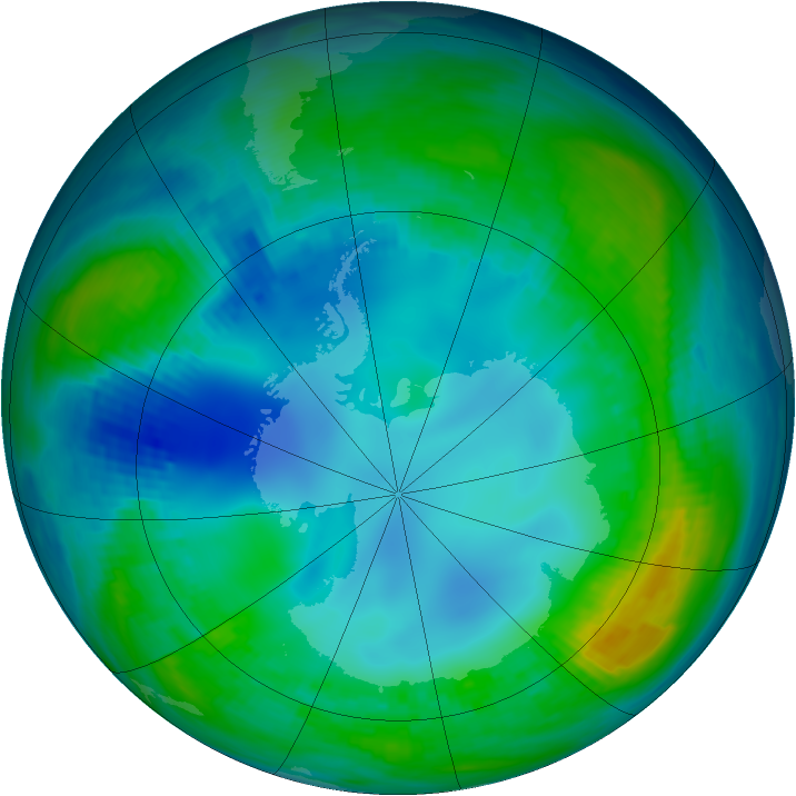 Antarctic ozone map for 16 May 1990
